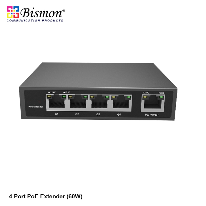 4-port  Gigabit(10/100/1000M) PoE Extender (60W)